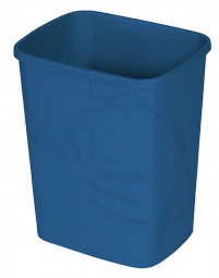 Papierkorb, blau, H39xB32xT25cm, 25 Liter geschlossen aus Kunststoff, mit Grifffrand