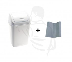 Abfallbehälter mit Kippdeckel, ca. 35 Liter aus schlagfestem Kunststoff, weiß