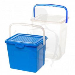 Kunststoffbox transparent/blau rechteckig 4,5L mit Deckel und Henkel, aus robustem Kunststoff