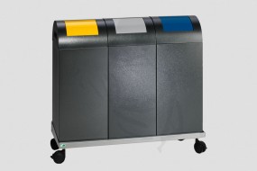 Werkstoffsammler selbstlöschend WSG 3x40L aus metall mit gelber/blauer/anthr. Einwurfklappe