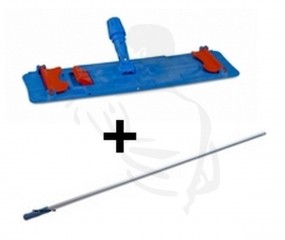 Quickklapphalter blau für Laschensystem, 40 cm aus Kunststoff und Aluminiumstiel 1,40 SET