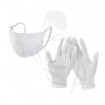 Gesichtsmaske & Handschuhe Schutzset aus Baumwolle/Polyester, weiss wiederverwendbar