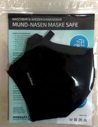 Gesichtsmaske Baumwolle/Polyester KN95 5lg. waschbar und wiederverwendbar, blau/weiß/schwarz